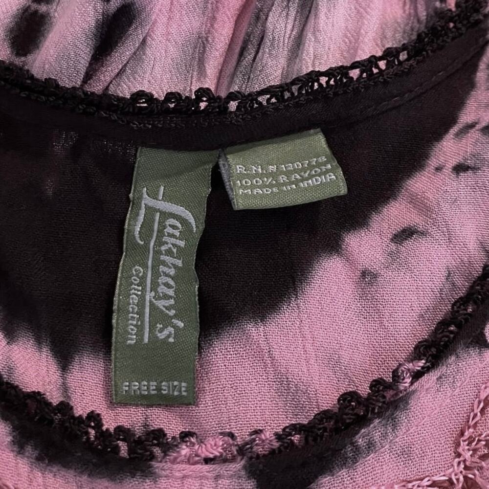 Lakhay's Collection Women's Pink/Black Tie-Dye Pullover Artsy Eclectic Free Size - Picture 5 of 9